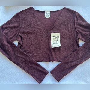 90s Ezra Danze Crop Dance Top M/L Maroon Y2K